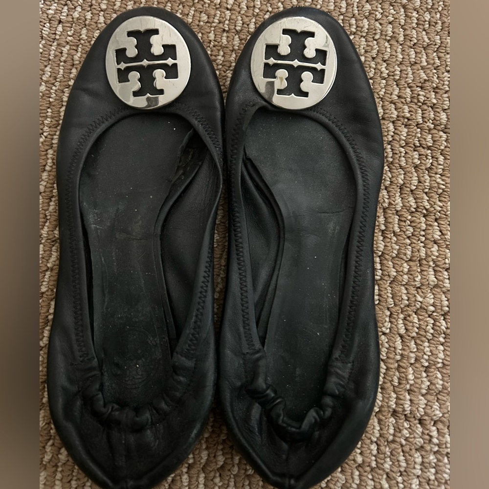 Tory Burch Minnie Travel Ballet Flats Size 7.5 Black